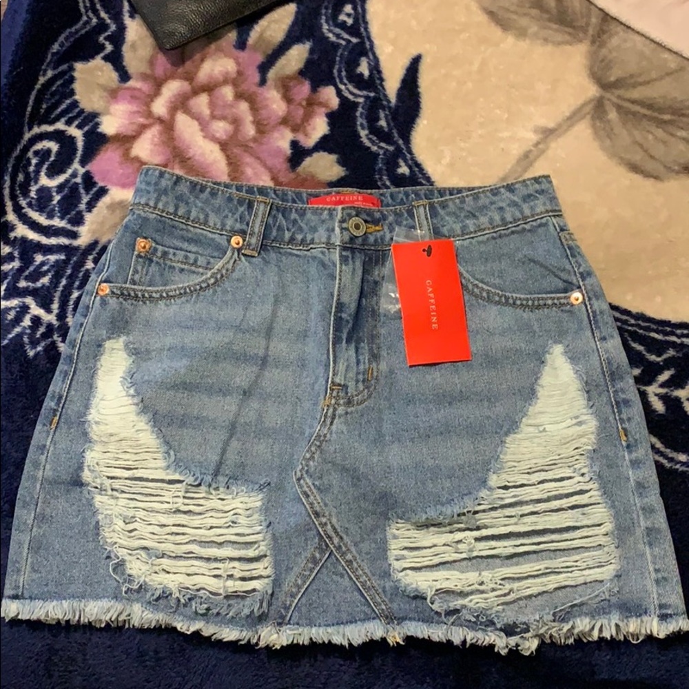 Naked Wardrobe Ripped Denim Skirt